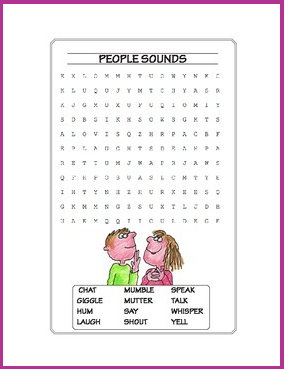 A word search puzzle with people and words.